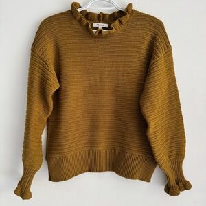 Madewell Mustard Yellow Ruffle-Neck Pullover Sweater Size Small